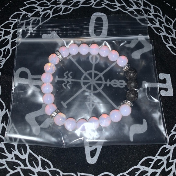 New✋🏼made AAAAA Pink Opal Natural 💎Stone Stretch Bracelet w Zircon Rondell’s - Picture 9 of 14